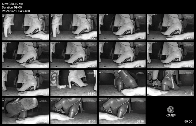 Woman unaware hand trample with high heels and ankle boots in movie theater 4