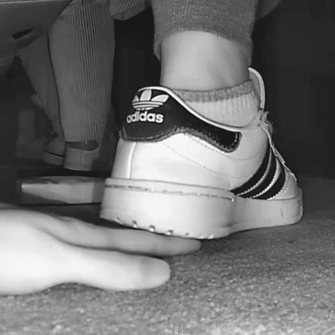 Two women in cinema unaware hand trample with Adidas + Gucci sneakers thumb 3