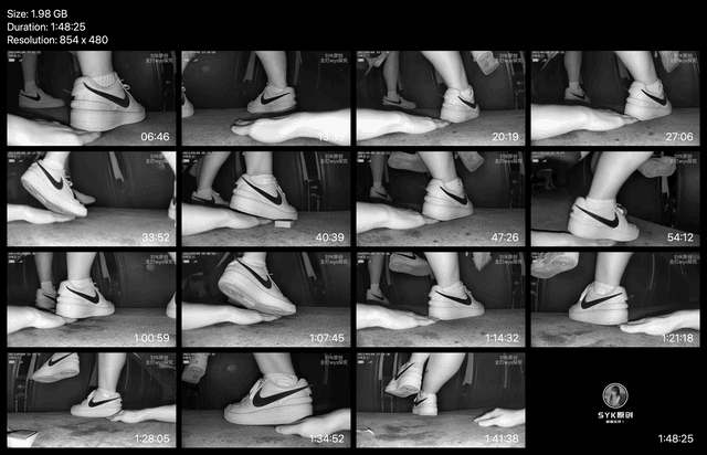Woman in cinema unaware hand trample with Nike Air Force 1 sneakers 3