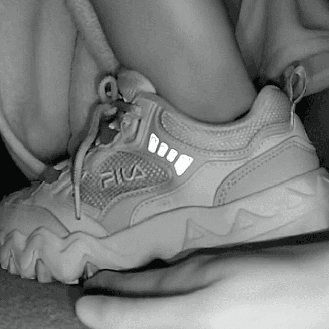 Woman adidas superstar + fila sneaker unaware hand trample in cinema 2